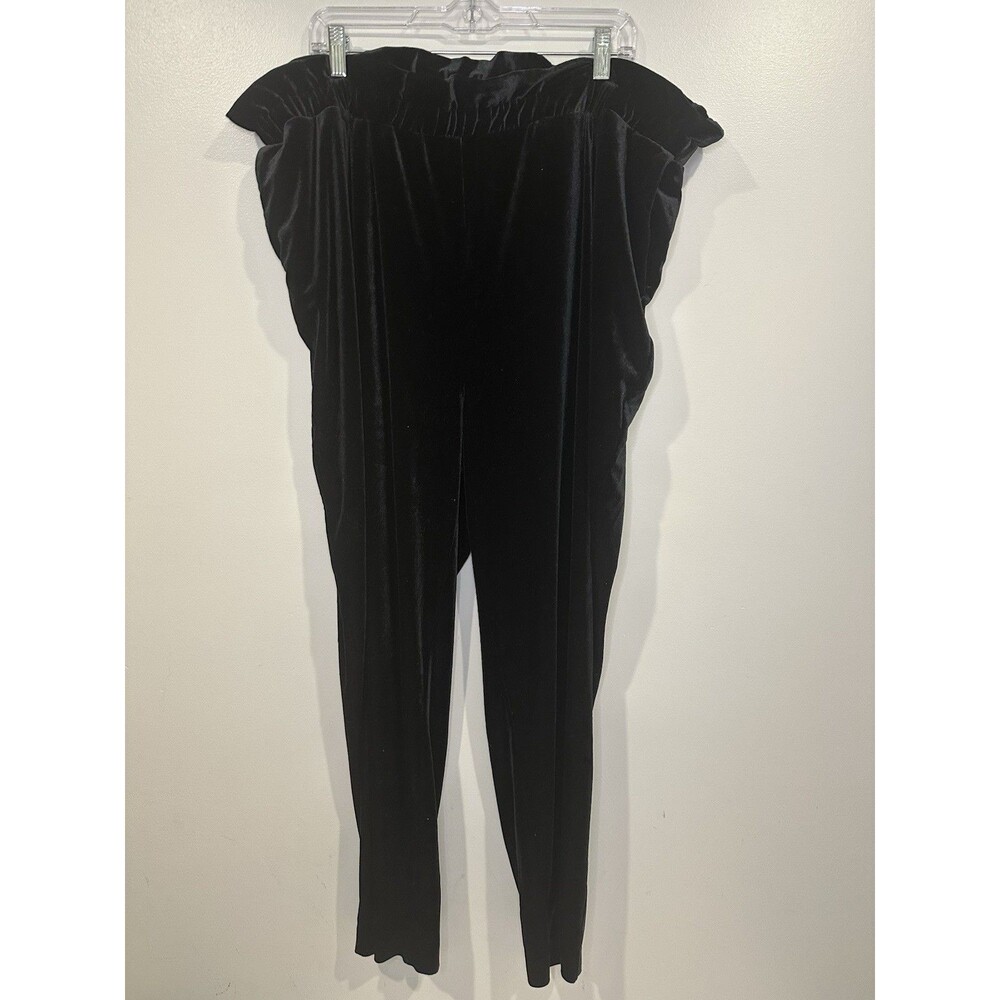 Eloquii Pants Womens 22 Black Velvet Elastic Pants Holiday Festive‎ Career Party